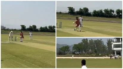 anurag thakur playing cricket in Luhnu Ground Bilaspur Himachal