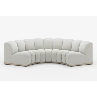 curved boucle white sofa