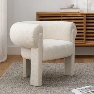 white boucle chair