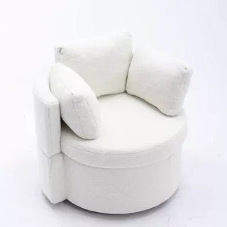 white boucle swivel chair