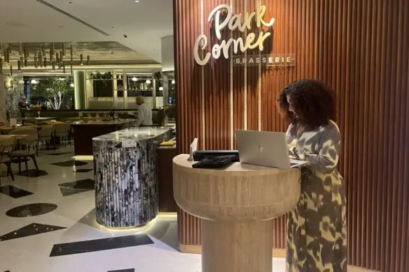 Park Corner Brasserie entrance Park Corner Brasserie restaurant at the London Hilton Park Lane
