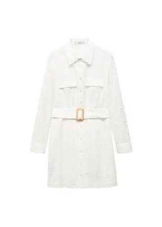Swiss Embroidered Shirt Dress - Women