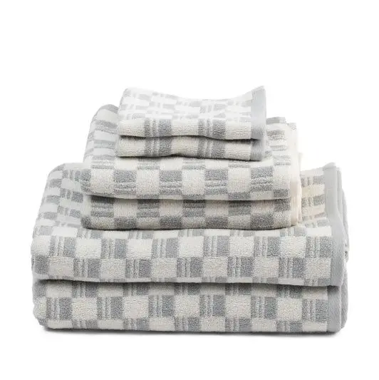 6pc Jacquard Checkered Towel Set