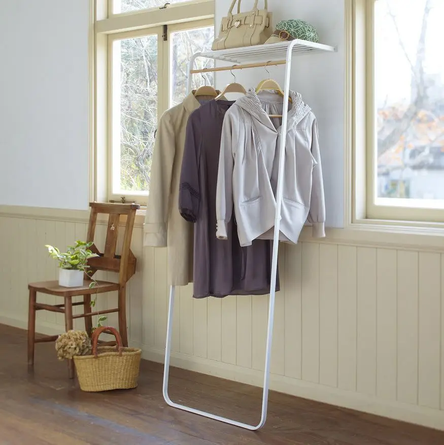 Leaning Coat Rack with Shelf