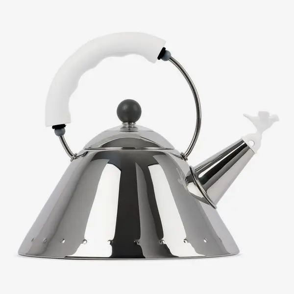 Alessi Silver & White 9093 Kettle, 67.6 Oz