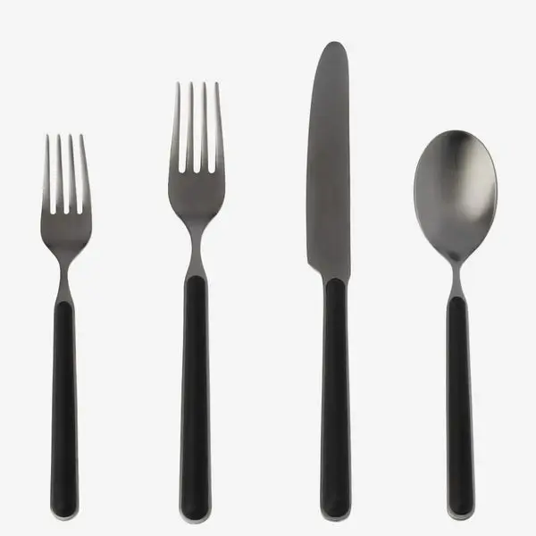 Mepra Ssense Exclusive Silver & Black Fantasia Cutlery Set, 5 pcs