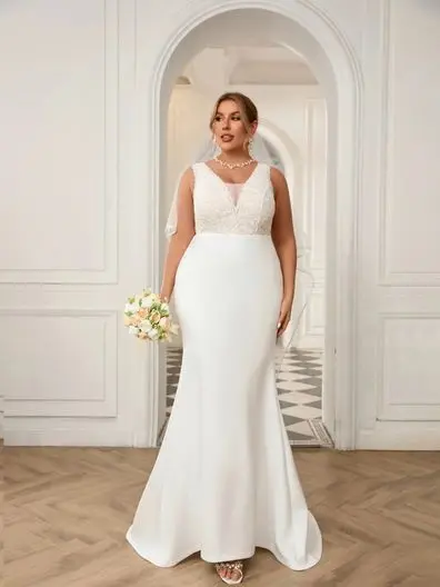 A Shein fast fashion wedding dress.