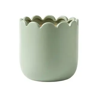 Matalan Outdoor Green Ceramic Scalloped Planter (20cm x 20cm x 20cm)