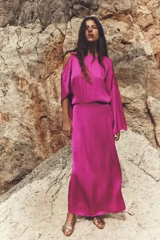 Satin Dress With Back Neckline Detail
