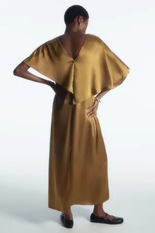 Asymmetric Satin Midi Dress