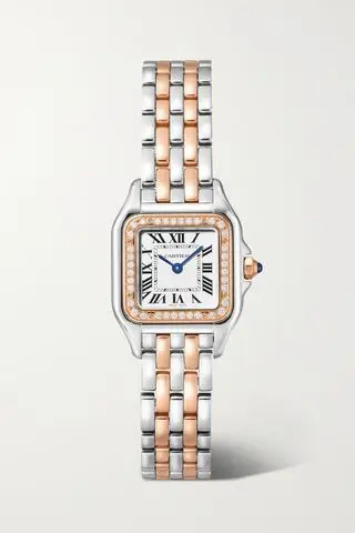 Panthère De Cartier 22mm Small 18-Karat Rose Gold and Stainless Steel Diamond Watch