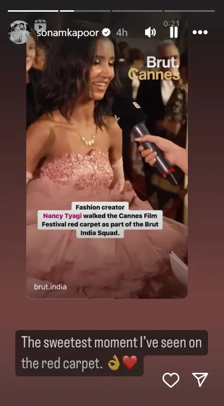 Sonam Kapoor praised Nancy Tyagi's Cannes debut. Sonam Kapoor praised Nancy Tyagi's Cannes debut.