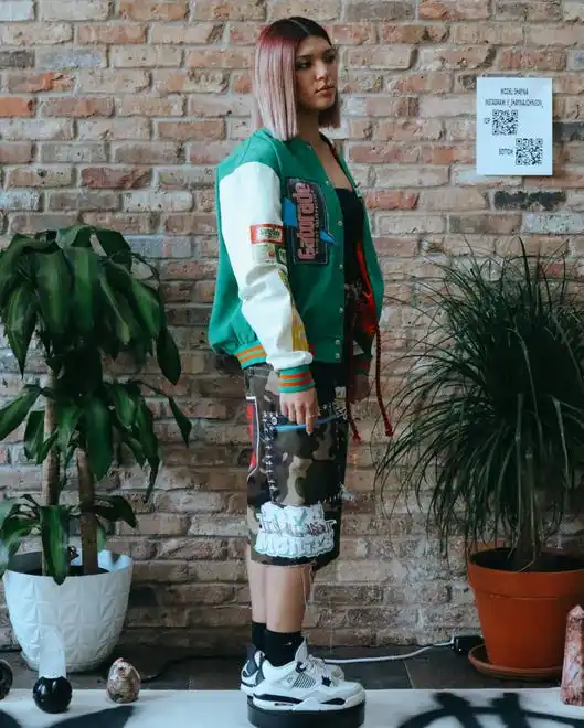 Shayna Johnson models for Des Monies' first pop-up event at Surety Hotel.