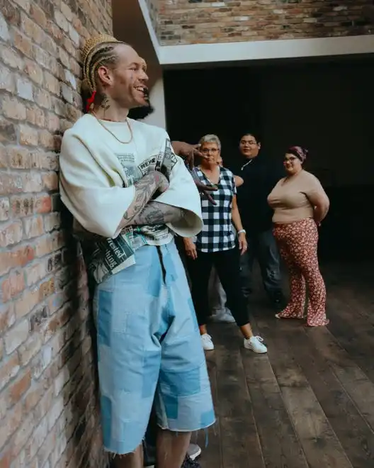 Scott Bruxvort enjoys his debut pop-up event for his clothing brand, Des Monies.