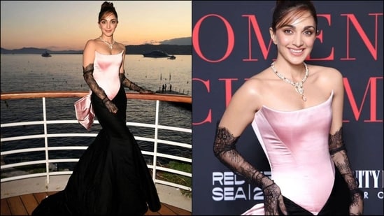 Cannes 2024: Kiara Advani channels old Hollywood glamour in pink and black corset gown with exaggerated bow detailing