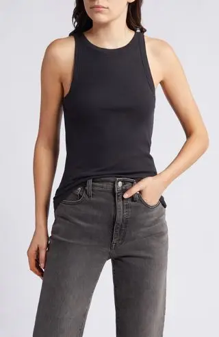Cutaway Shoulder Cotton Blend Tank