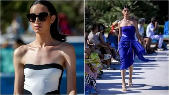 Most models wore swimsuits that exposed their shoulders, some had partially exposed midriffs, and others featured plunging necklines with body-hugging silhouettes.(Instagram)
