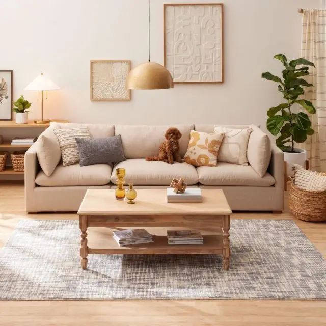 living room with boho decor