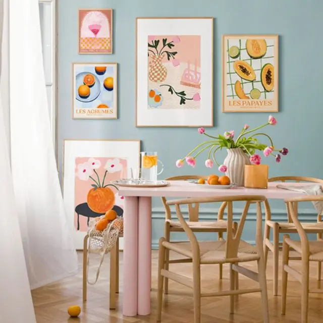 pastel kitchen gallery wall