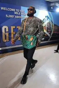 LeBron James of the Los Angeles Lakers arrives to the arena before the game against the Denver Nuggets on October 24, 2023 at the Ball Arena in Denver, Colorado.
