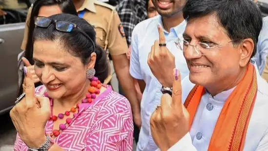 Piyush Goyal, the BJP nominee from Mumbai North seat, said the people of Mumbai are voting for a better future for the country.(PTI)