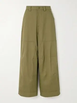 Karina Cotton-Twill Straight-Leg Pants