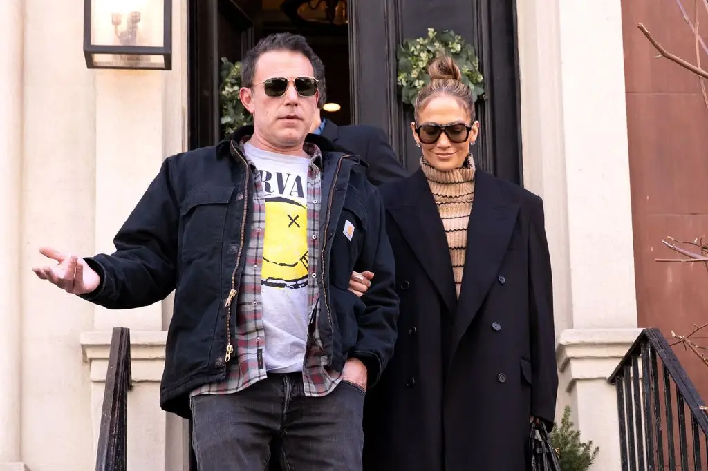  Ben Affleck and Jennifer Lopez are seen out and about on March 30, 2024 in New York, New York.