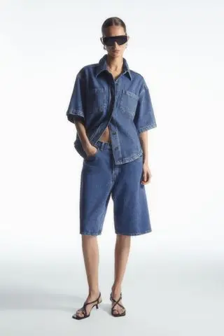 Longline Denim Shorts