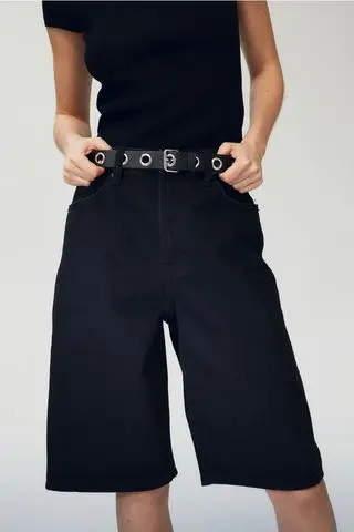 Bermuda Baggy High Denim Shorts