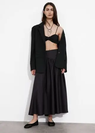 Gathered Midi Skirt