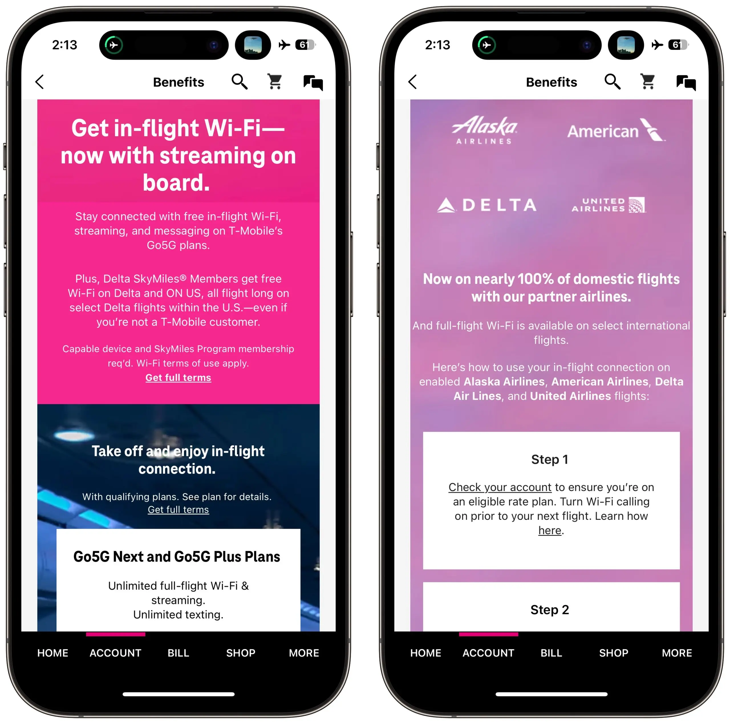 T-Mobile in-flight Wi-Fi benefit