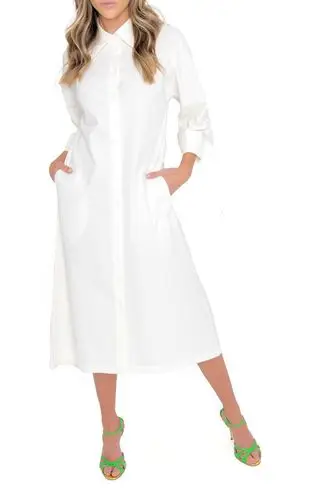 Oversize Long Sleeve Stretch Organic Cotton Shirtdress