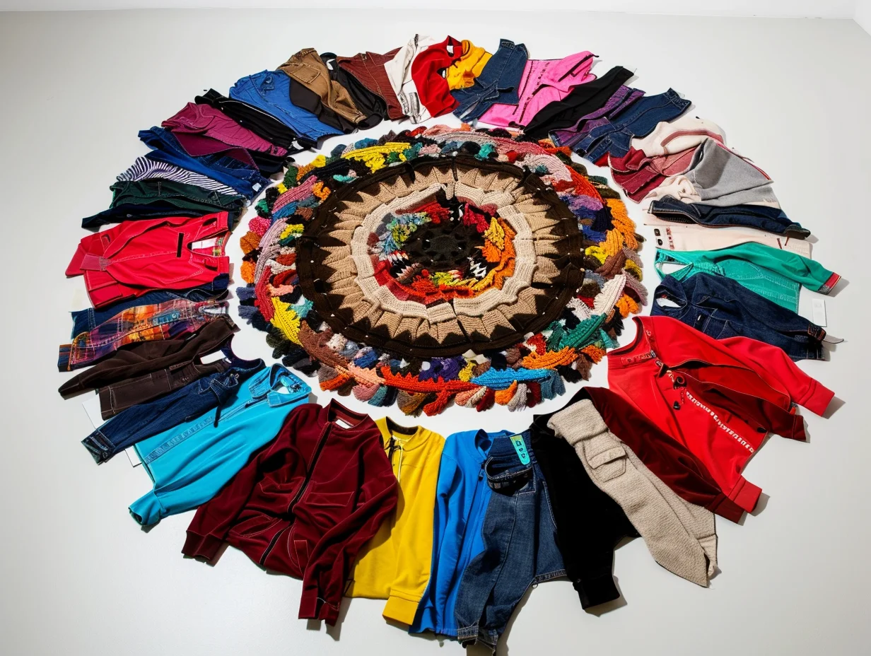 Circle of clothes to illustrate idea of circular fashion