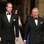 The Prince of Wales walks with his son Prince William followed by the Duchess of Cambridge and the Duchess of Cornwall, as they leave Clarence House to travel to Buckingham Palace for a dinner and party, this evening.  PRESS ASSOCIATION Photo.  Picture date:  Friday April 29, 2011.           See PA story. Photo credit should read:John Stillwell/PA