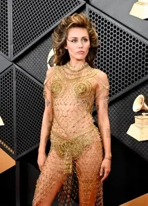 Miley Cyrus at the 66th Annual GRAMMY Awards held at Crypto.com Arena on February 4, 2024 in Los Angeles, California. (Photo by Gilbert Flores/Billboard via Getty Images)