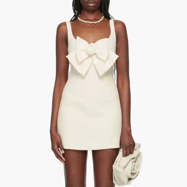 Sandy Liang Off-White Arden Minidress