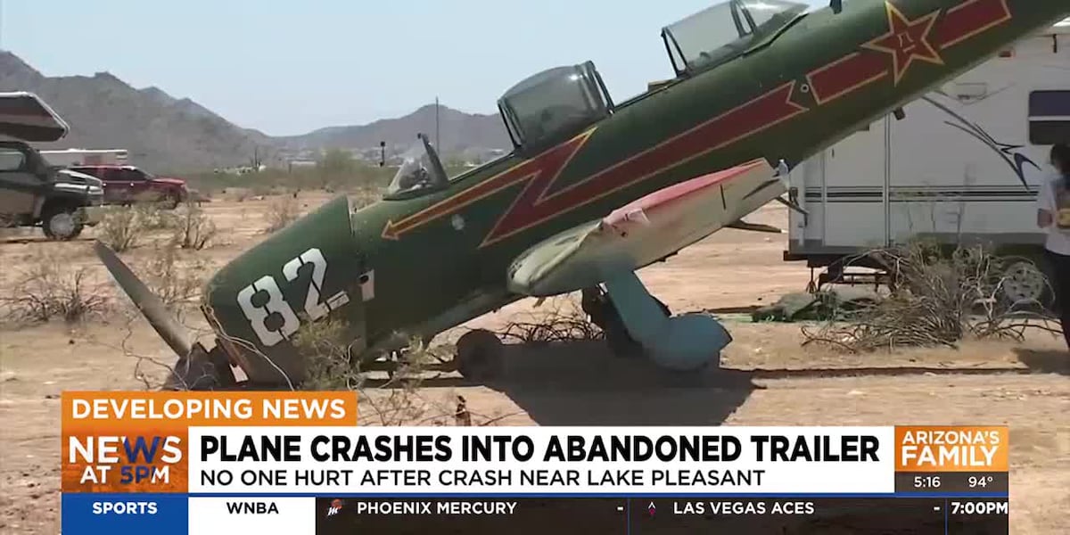 Small plane misses runway, hits travel trailer in north Peoria