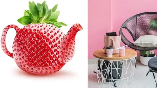 Fruit design teapots and food-themed walls are part of the culinarycore trend ((L) Shutterstock, (R) Unsplash)