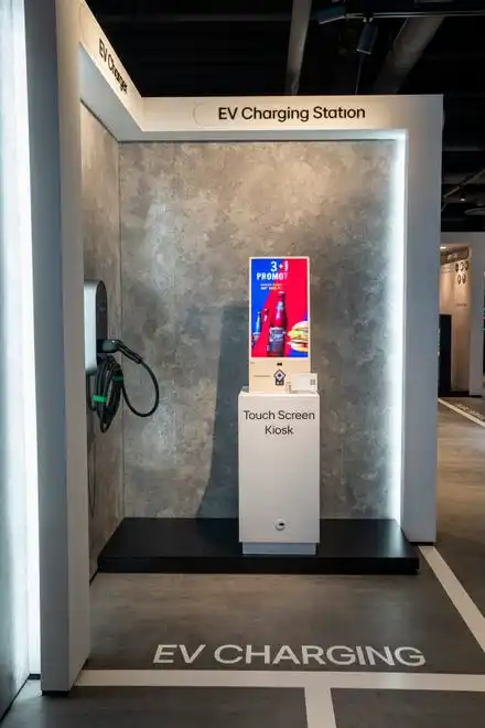 May 21, 2024; Englewood Cliffs, New Jersey, USA; LG's EV charger and charger station are shown in the new innovation center on Tuesday.