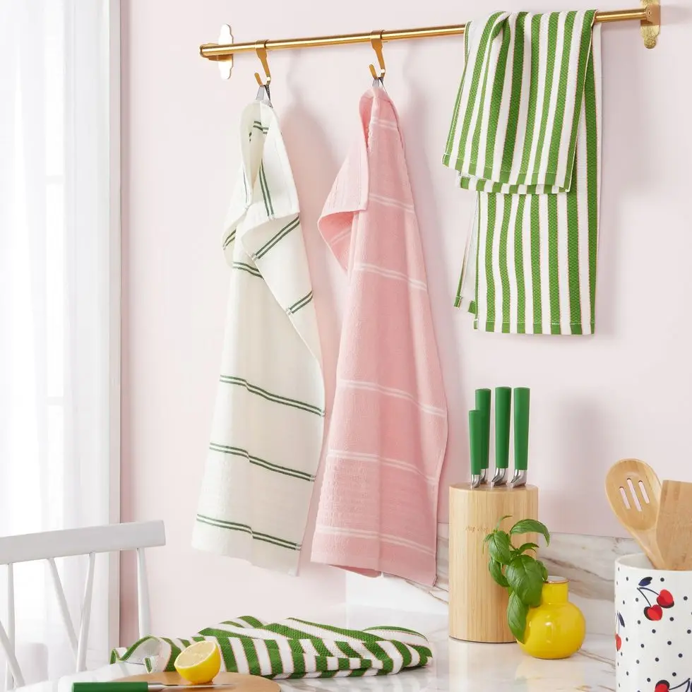 Botanical Stripe 4-Pack Kitchen Towels 