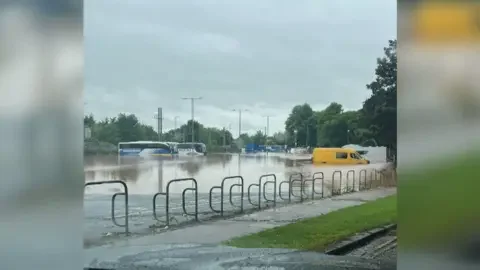 Cumberland Council Flooding at Castle car park in Carlisle