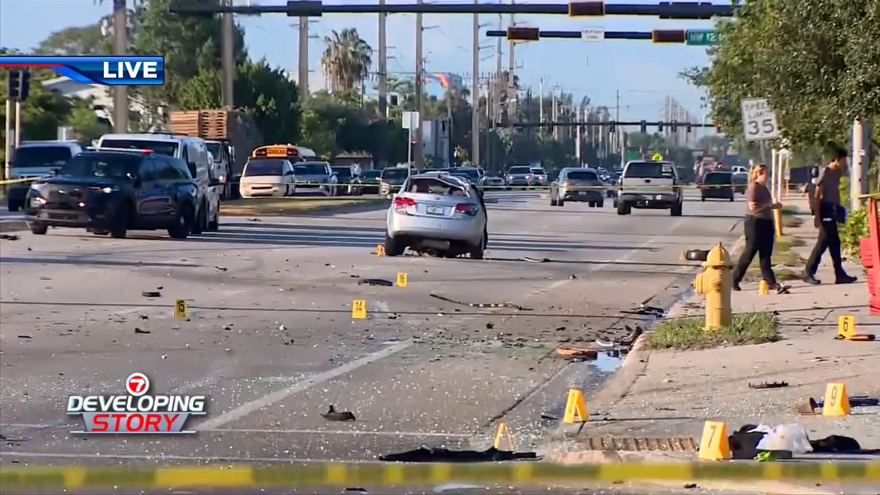 Lauderhill Police investigating after crash engulfs car in flames – WSVN 7News | Miami News, Weather, Sports