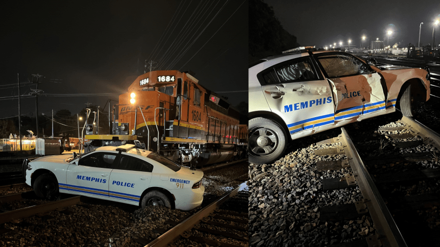 MPD squad car struck by train in South Memphis