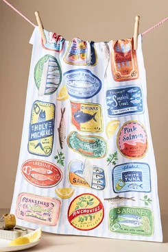 Anthropologie Tinned Fish Dish Towel