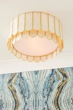 Anthropologie Madelyn Capiz Faceted Flush Mount