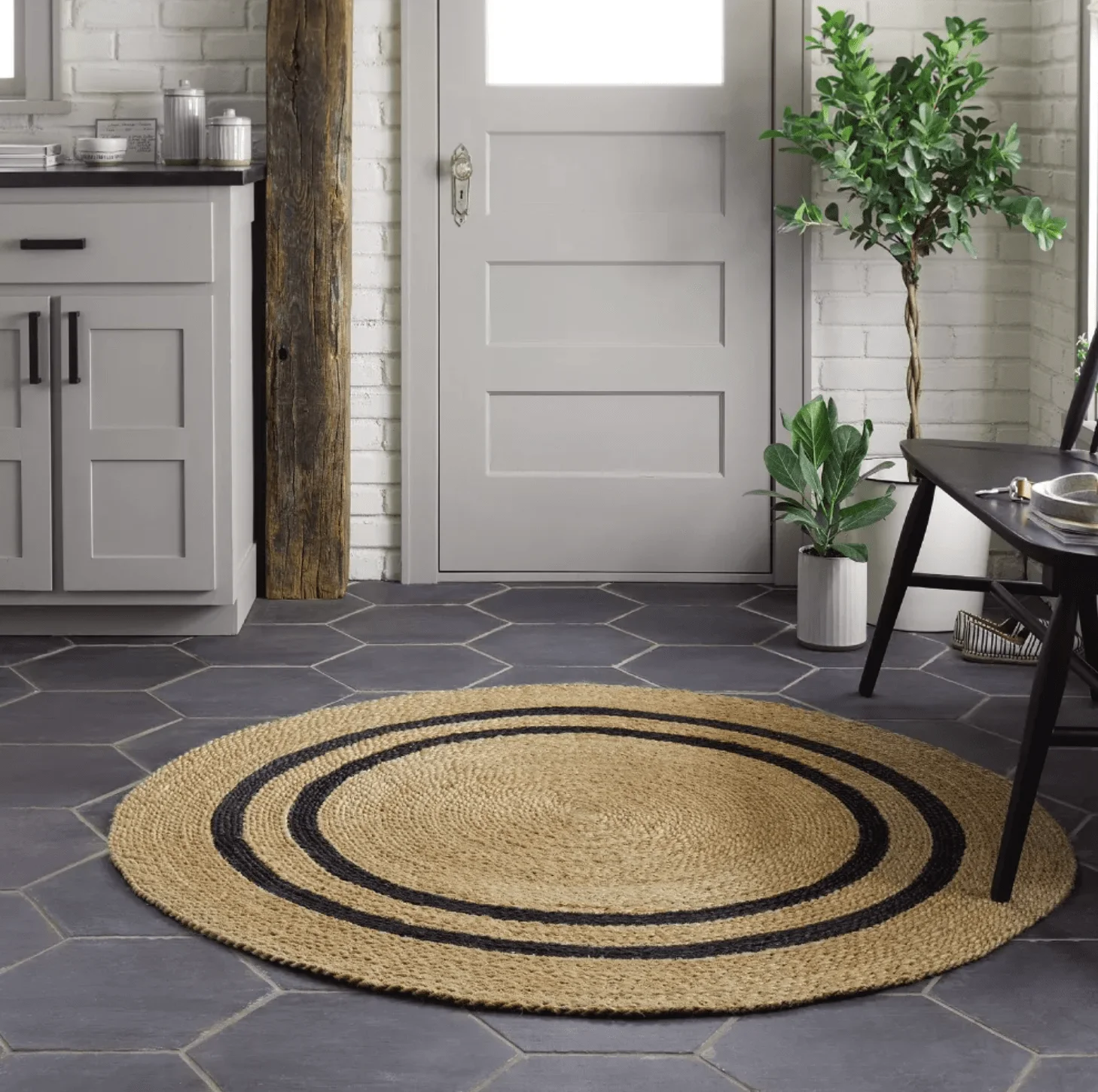 Hearth & Hand With Magnolia Round Stripe Braided Jute Rug