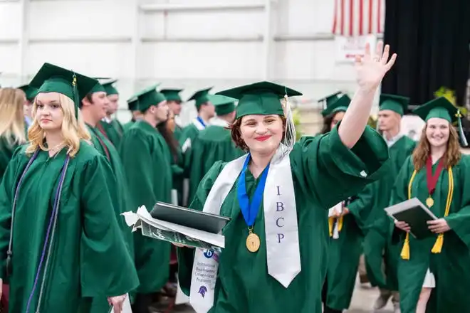 York County School of Technology seniors exit their commencement ceremony at UPMC Arena on Thursday, May 23, 2024.