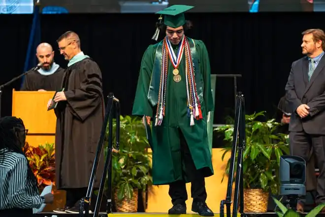York County School of Technology seniors receive their diplomas during their commencement ceremony at UPMC Arena on Thursday, May 23, 2024.
