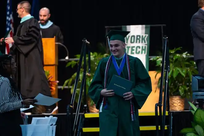 York County School of Technology seniors receive their diplomas during their commencement ceremony at UPMC Arena on Thursday, May 23, 2024.