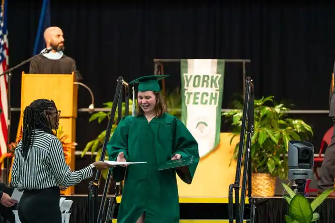 York County School of Technology seniors receive their diplomas during their commencement ceremony at UPMC Arena on Thursday, May 23, 2024.